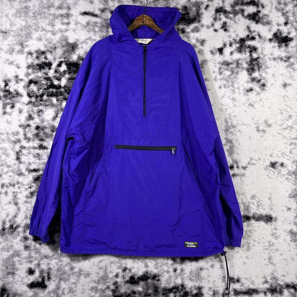 VTG LL Bean Anorak Windbreaker Mens Size XL/XXL Deep Sea Blue 1/4‎ Zip Classic